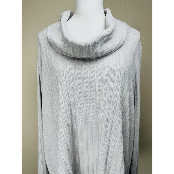 Ruby Rd. Women's Plus Sz. 3X Gray Sweater Cowl Neck Classic Lagenlook - Picture 2 of 13